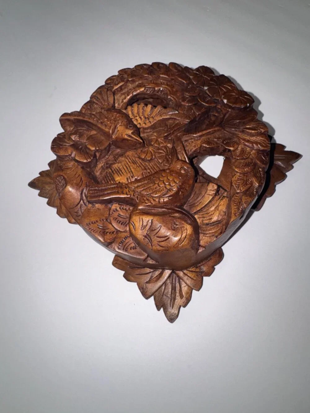 Vintage Balinese Bali Hand Carved Wood High Relief 3D Wall Art Panel Carving